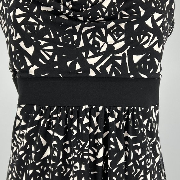 Michael Kors Black White Geometric Print Sleeveless Drape Neck Dress size Medium - Picture 4 of 10
